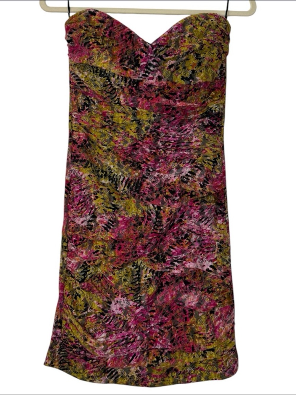bailey blue Floral Abstract Strapless Mini Dress in Pink & Yellow - Picture 1 of 4